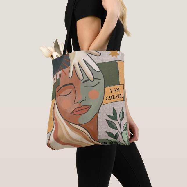 I AM CREATED - Hand of Grace Tote Bag (Close Up)