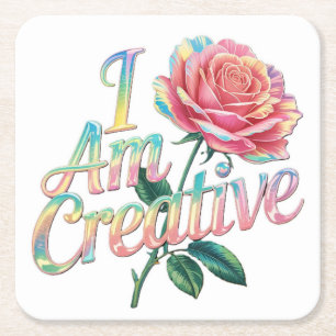I Am Creative Pink Rose Coaster Set