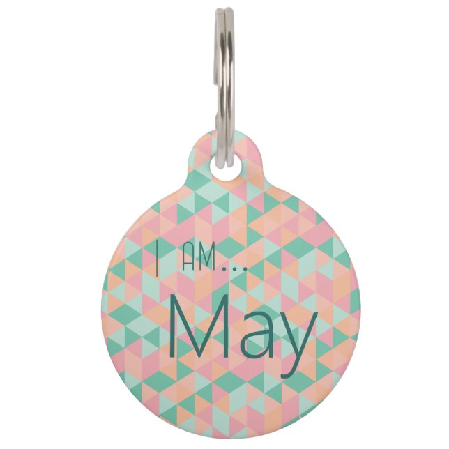 I Am... Custom Name Summer Geometric Pet Tag (Front)