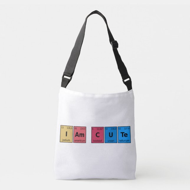 I am Cute Periodic Table Crossbody Bag (Front)