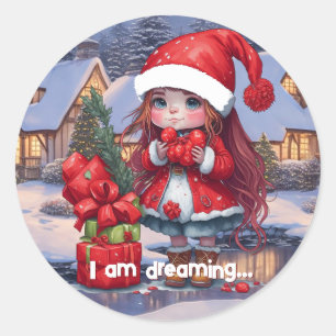 I am dreaming.. Christmas Classic Round Sticker
