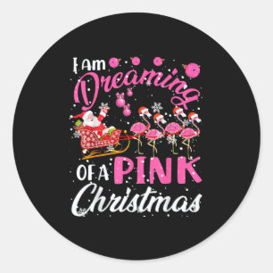 I Am Dreaming Of A Xmas With Nk Santa Flamingos Sl Classic Round Sticker