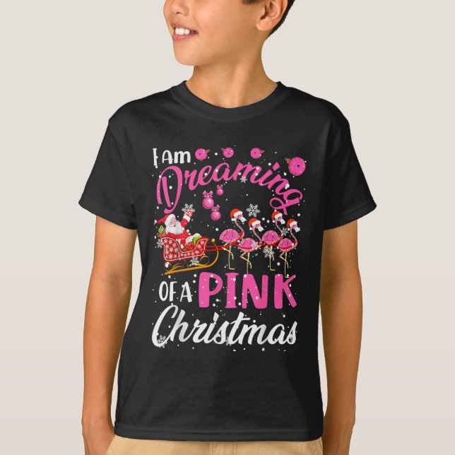 I Am Dreaming Of A Xmas With Nk Santa Flamingos Sl T-Shirt (Front)