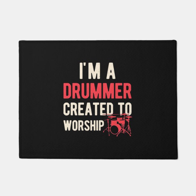 I Am Drummer Created To Worship Doormat (Front)