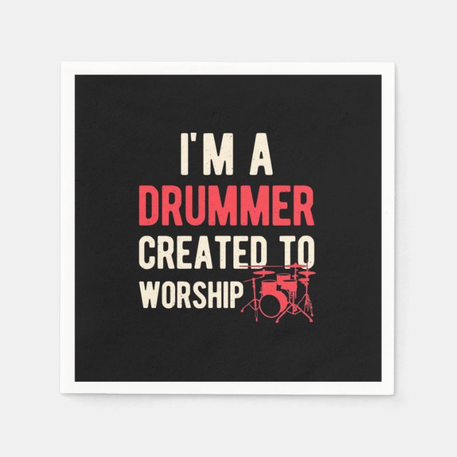 I Am Drummer Created To Worship Napkin (Front)