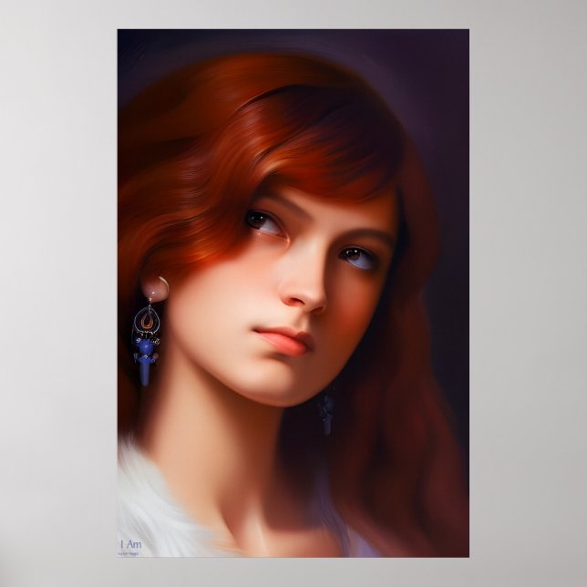 I AM - Emotive AI Fantasy Art Portrait Print (Front)