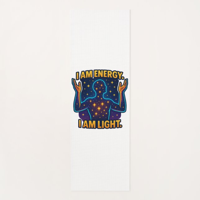 "I Am Energy. I Am Light." – Cosmic Star Silhouett Yoga Mat (Front)