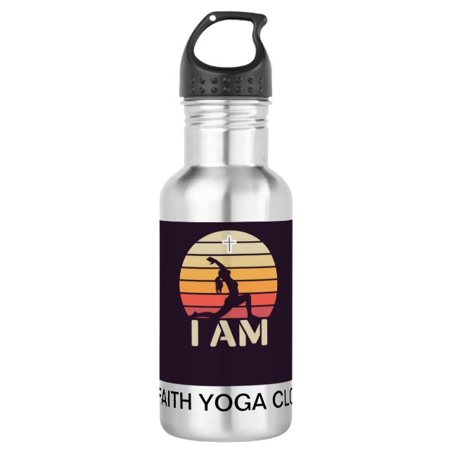 I AM FAITH YOGA CLOTHING Small SS water bottle (Front)