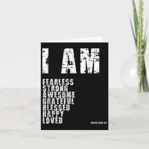 I Am Fearless, Strong, Blessed Loved God Motivatio Card