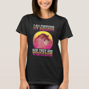 I Am Fighting My Demons Men Women Rat Retro Vinta T-Shirt