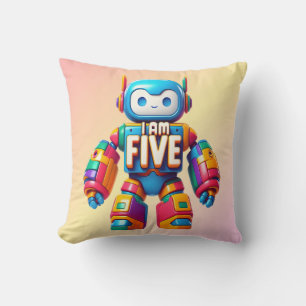 I Am Five Robot for Kids 5th Birthday Tech Robotic Cushion