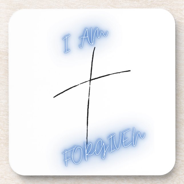 I am Forgiven Blue Cross Coaster (Front)