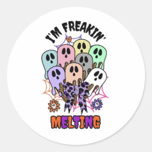 I am freakin' melting Halloween Ice cream Ghosts  Classic Round Sticker