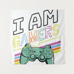 I Am Gamers – Retro Neon Gaming Design Tapestry