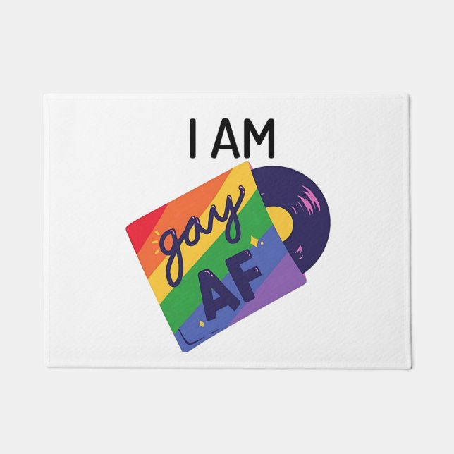 I Am Gay AF Funny LGBT Pride Month  Doormat (Front)