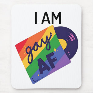 I Am Gay AF Funny LGBT Pride Month Mouse Mat