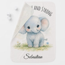 “I Am Gentle and Strong” Baby Boy Blue Elephant