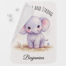 “I Am Gentle and Strong” Baby Girl Purple Elephant