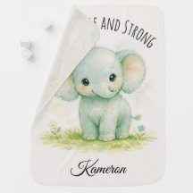 I Am Gentle and Strong Baby Neutral Green Elephant