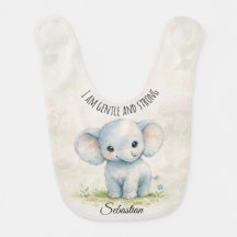 “I Am Gentle And Strong" Blue Elephant Baby Shower