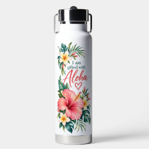 I Am Gifted w/Aloha Tropical Floral Water Bottle