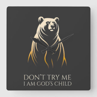 I Am God’s Child Bear Graphic Square Wall Clock