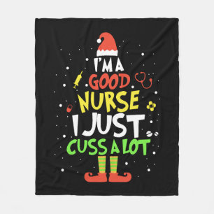 i am good nurse i just cuss a lot tree nurse fleece blanket