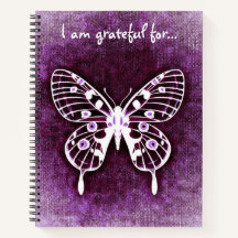 I am grateful for Purple Butterfly Large Notebook