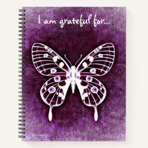 I am grateful for Purple Butterfly Large Notebook