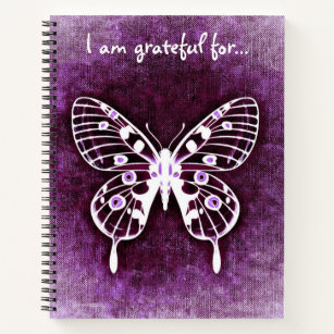 I am grateful for Purple Butterfly Large Notebook