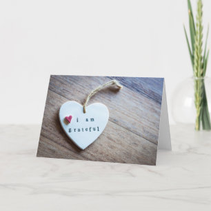 'I am Grateful' Heart Plaque  Card