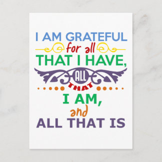 I Am Grateful Postcard