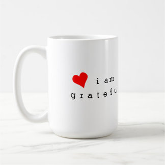 I Am Grateful Red Heart Gratitude Reminder Coffee Mug