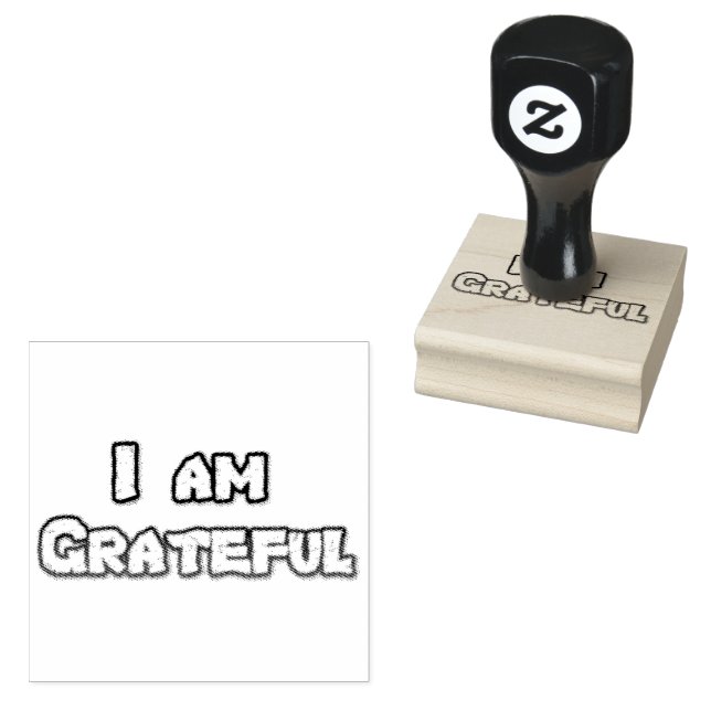 I Am Grateful Script Rubber Stamp (Stamped)