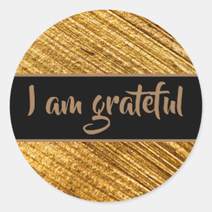 I am Grateful Sticker Gold Brown Modern Abstract