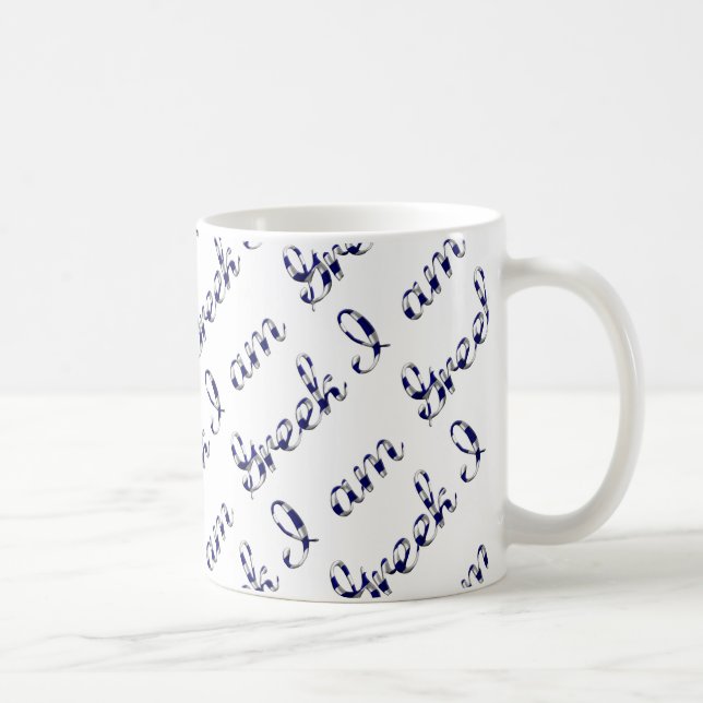 I am Greek Country Pride Typography Pattern Coffee Mug (Right)
