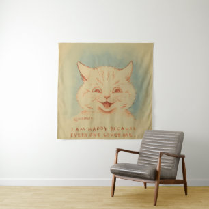 I Am Happy Because Everyone Loves Me (Cute Kitten) Tapestry