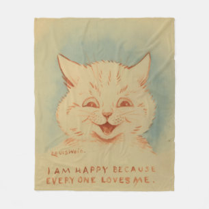 I Am Happy Because Everyone Loves Me (Louis Wain) Fleece Blanket