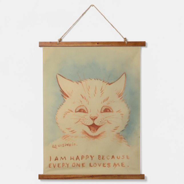 I Am Happy Because Everyone Loves Me (Louis Wain) Hanging Tapestry (Front)