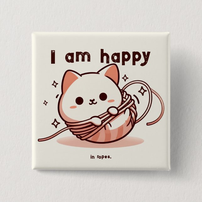 I Am Happy in Ropes 15 Cm Square Badge (Front)