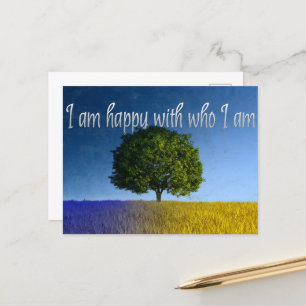 "I am happy with who I am" Motivation Affirmation Postcard
