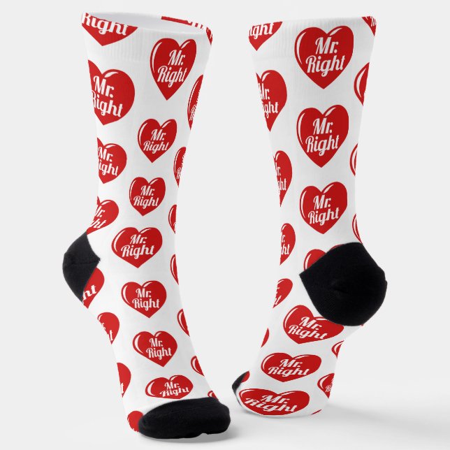 I Am Her Mister Right Red Heart Socks (Angled)