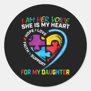 I Am Her Voice Daughter Autism Awareness Mum Dad P Classic Round Sticker
