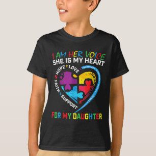 I Am Her Voice Daughter Autism Awareness Mum Dad P T-Shirt