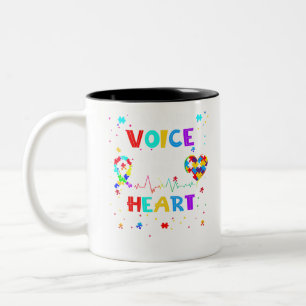 i am her voice she is my hear Autism Awareness aut Two-Tone Coffee Mug