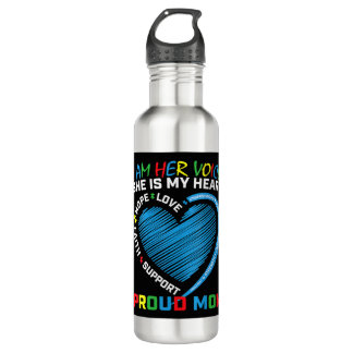 I am her voice she is my heart Autism awareness cl 710 Ml Water Bottle