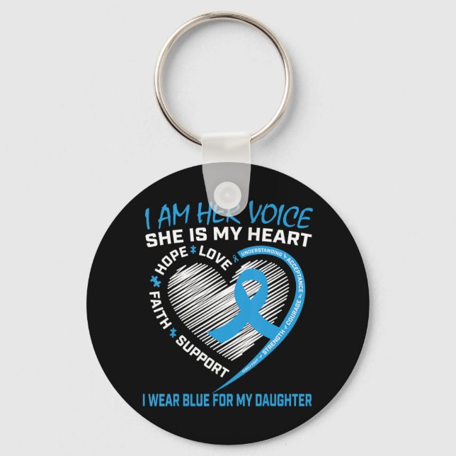 I am her voice she is my heart Autism awareness cl Key Ring (Front)
