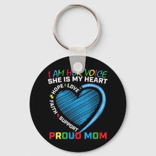 I am her voice she is my heart Autism awareness cl Key Ring