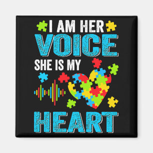 I Am Her Voice She Is My Heart Autism Awareness Da Magnet