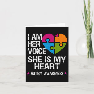 I Am Her Voice She Is My Heart Autism Awareness Pu Card
